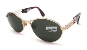 OCCHIALI DA SOLE UOMO DONNA BROOKS BROTHERS BB 176 - S 1001 ORO OVALE VINTAGE - Picture 1 of 4