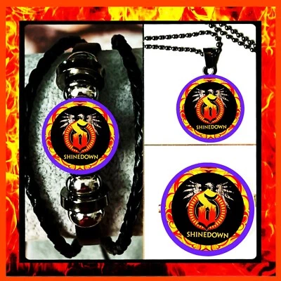 SHINEDOWN BAND SET 🇺🇸 BRACELET➕NECKLACE➕PIN Foto 1 de 2