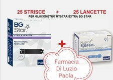 BG STAR MY STAR 25 STRISCE REATTIVE GLICEMIA GLUCOSIO + 25 Lancette -