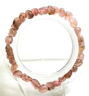 Natural Pink Rose Quartz Gemstone Chips 7" Handmade Beaded Bracelet PGB244 Foto 1 de 2