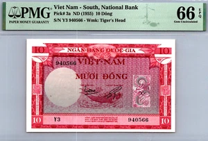 Vietnam 10 Dong 1955 PMG 66 EPQ GEM UNC Pick # 3a - Picture 1 of 3