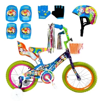 Bicicleta BMX Titan Flower Power, Rosa, 16 pulgadas, Juego combinado de casco y almohadillas Foto 1 de 4