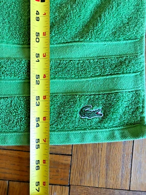 Toalla verde vintage con logotipo de cocodrilo Lacoste 100 % algodón 55”x 28” - marcas de lejía Foto 1 de 4