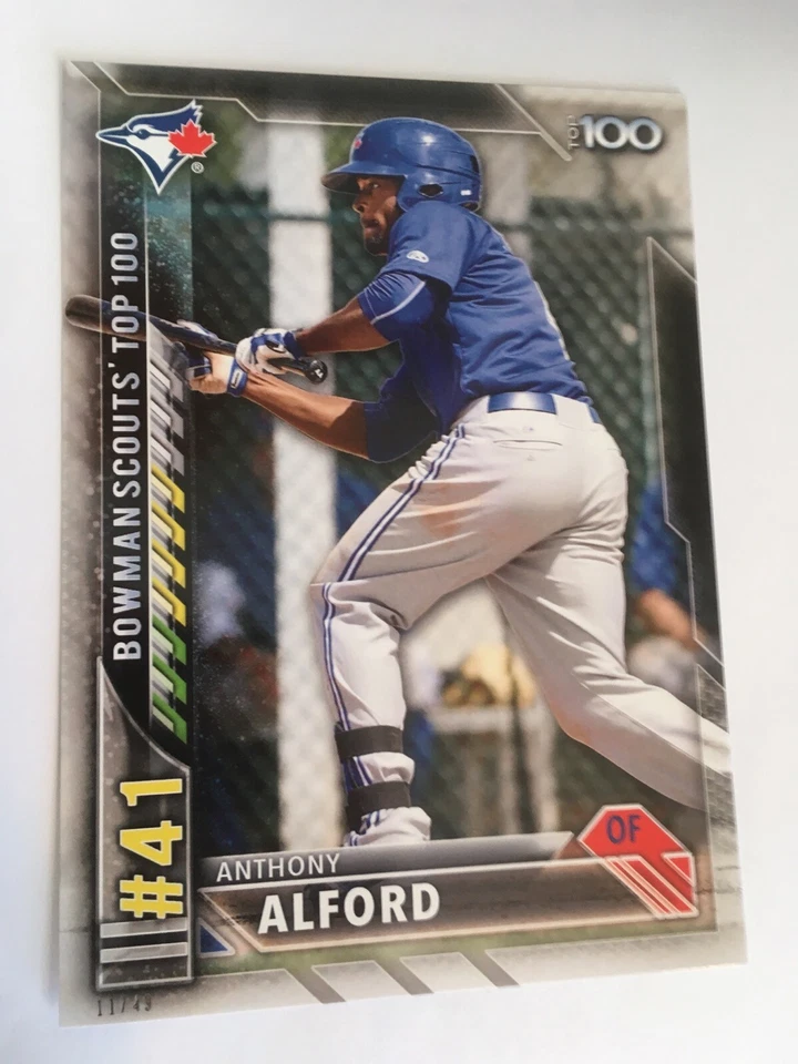 2016 Bowman Scouts Top 100 Jumbo 5x7 Anthony Alford Blue Jays BTP41 #’d /49 - Image 1 of 1