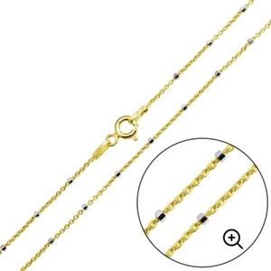 14K GELBGOLD ÜBER 925 STERLINGSILBER DIAMANTSCHLIFF PERLENKETTE / 1,5 MM BREIT - Bild 1 von 2