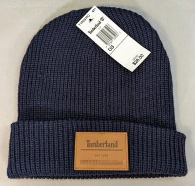 Timberland Gorro Azul Marino Cuero Logo Nuevo Foto 1 de 3