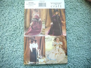 Vogue 9759 11 1/2" fashion doll period costumes UNCUT - Picture 1 of 2