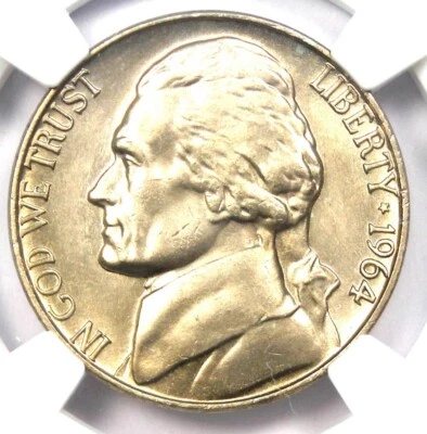 1964 Jefferson Nickel 5C - Certified NGC MS67 5FS - Top Pop 8/0 - $8,750 Value! - Image 1 of 4