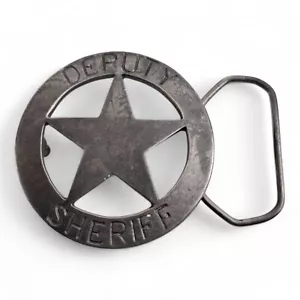 Vestido Insignia Estrella Sheriff Adjunto Hebilla Estilo Occidental Años 80 Hecho en EE. UU. - Imagen 1 de 3