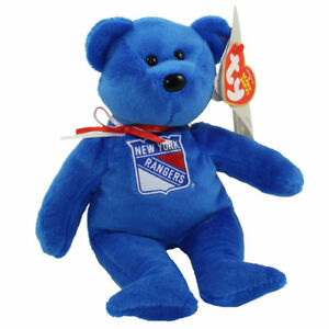 TY Beanie Baby - NHL Hockey Bear - NEW YORK RANGERS (8 inch) - MWMTs Stuffed Toy