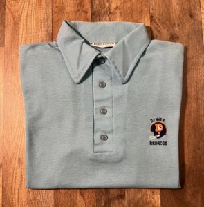 Vintage 80s Denver Broncos NFL Baby Blue Polo Shirt Medium Embroidered Logo 7 . - Picture 1 of 11