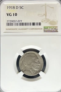 1918-D Buffalo Nickel VG10 NGC (#PA2729037077) - Picture 1 of 2