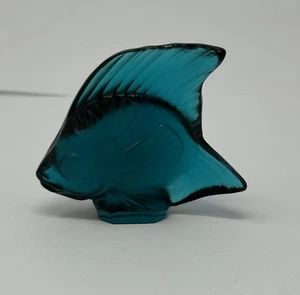 Lalique France Teal Blue Crystal Fish Sculpture 2" Signed !!! - Picture 1 of 7
