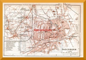 Paderborn +Über 100 Jahre alter Stadt/Umgebungsplan+ Rückseite: Soest - Bild 1 von 2