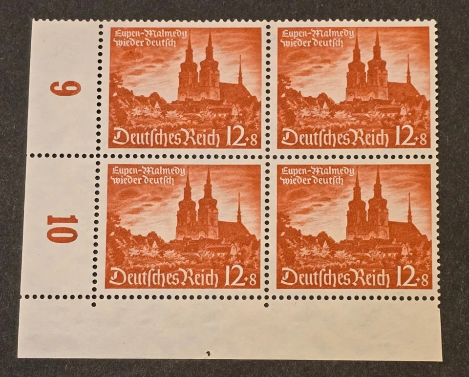WWII Germany 1940 Eupen-Malmedy Wieder Deutsch Stamp Block MNH Mi.749 Sc.B220 - Image 1 of 1