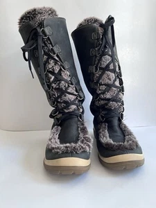 TIMBERLAND Kickadilla Black Nubuck Leather Faux Fur Lace Up Boots Sz 10M Womens - Picture 1 of 23