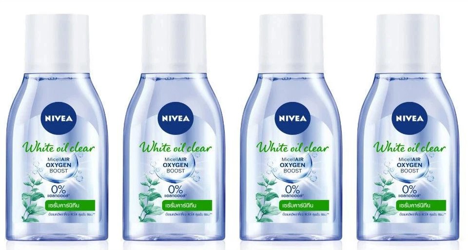 4 x 125ml Nivea Oil Clear Oxygen Boost Micellar Cleansing Water Makeup Remover - Image 1 of 4