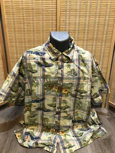 Tommy Hilfiger Hawaiian Button Up Shirt 100% Cotton XL Yellow Vintage 105 - Picture 1 of 6