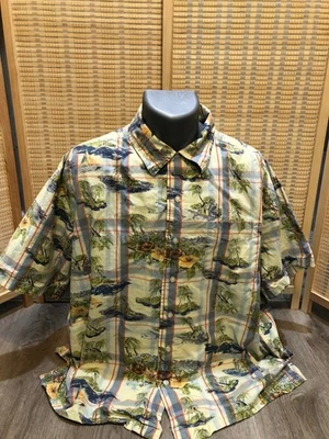 Camisa Tommy Hilfiger Hawaiana Abotonada 100% Algodón XL Amarilla Vintage 105 Foto 1 de 4