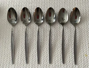 AMC Stainless Flatware CASCADE Lot of 6 Oval Soup Spoons 7.5" Made in Japan MCM - Picture 1 of 4