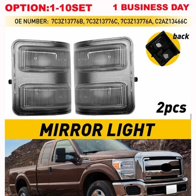 For Ford F250 F350 F450 F550 Clear Lens Side Mirror Marker Signal Light Housings - Image 1 of 4