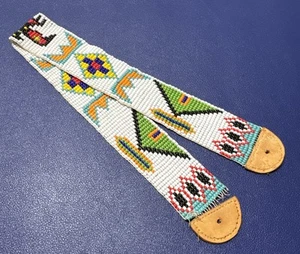 Vintage 1950's or 60's Native American Handmade Thunderbird Beaded 18" Belt - Picture 1 of 5