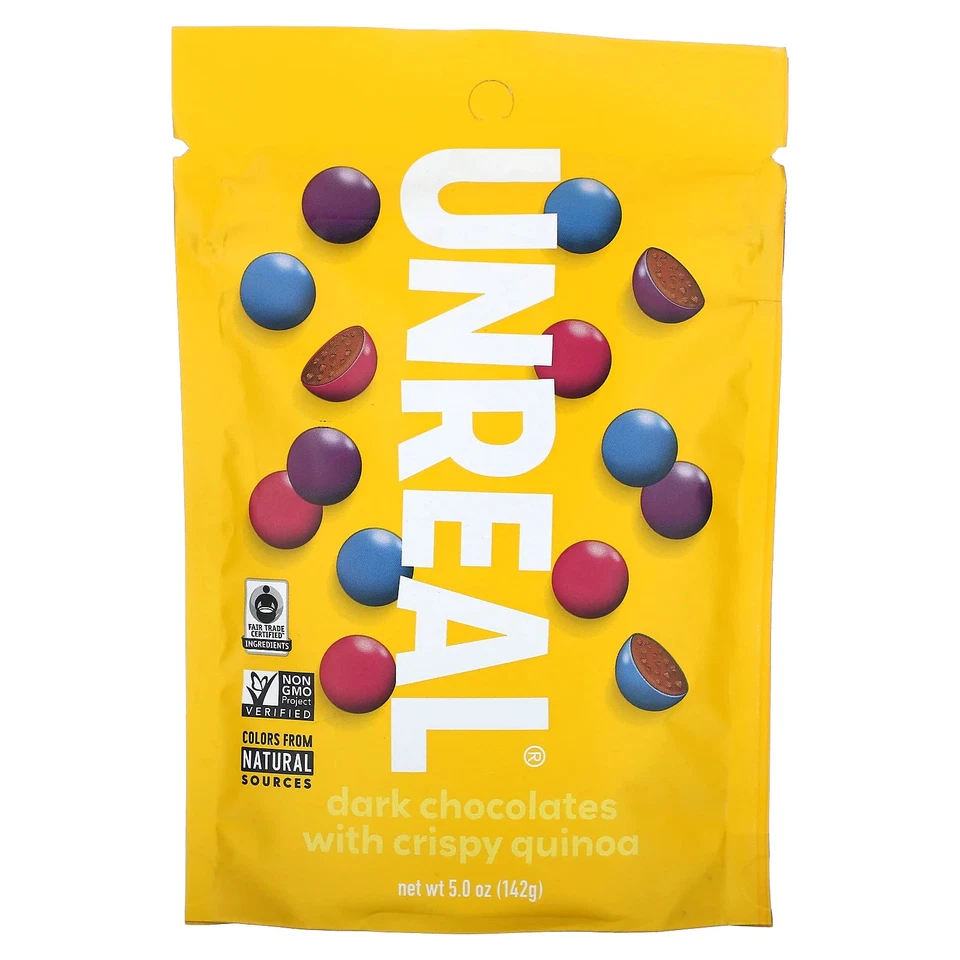 Unreal Crispy Quinoa Dark Chocolate Coated Gems 5 Ounce