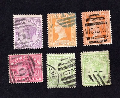 Victoria 1886-96 group of 6 stamps used CV=13$ - Image 1 of 2