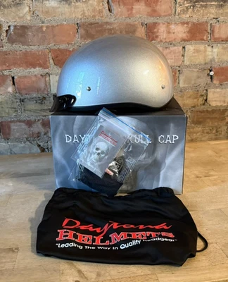 New in Box Daytona Helmets Daytona Skull Cap - Silver Metallic - Size 2XL - Image 1 of 4