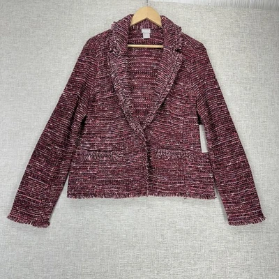 Chaqueta Chicos Mujer 2 Rosa Púrpura Boucle Blazer Flecos Borde Texturizado Nuevas Etiquetas Foto 1 de 4