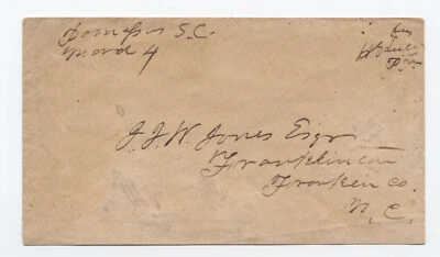 1850s Damascus SC manuscript stampless cover postmaster free frank [6712.57] - Image 1 of 3