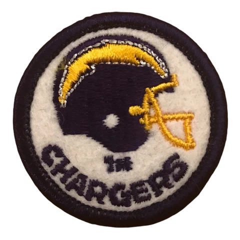 1974-87 SAN DIEGO CHARGERS NFL FOOTBALL VINTAGE 2" ROUND HELMET LOGO TEAM PATCH Cover