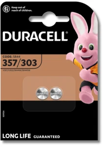 2x DURACELL 357 303 SR44W Watch Batteries Coin Cell Button 1.5v Silver Oxide New - Picture 1 of 1