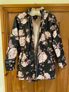 Girls Firetrap Pink Floral Hooded Rain Coat with Warm Fleece Lining Age 13 - Picture 1 of 11