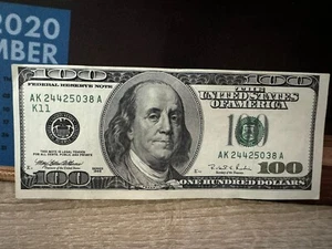 1996 Series 100 Dollar Bill Misaligned Only on Front RARE - Picture 1 of 3
