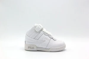 NEW FILA BOYS GIRLS RETRO F13 TRIPLE ALL WHITE HIGH TOP STRAP LACE UP SNEAKERS  - Picture 1 of 5