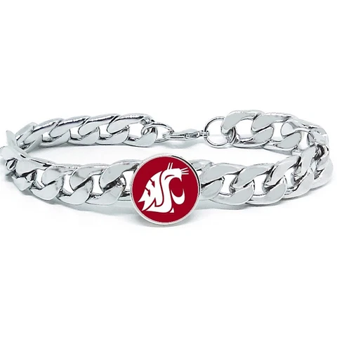 Washington State Cougars Mens Womens Link Chain Bracelet Jewelry Gift D4 Cover
