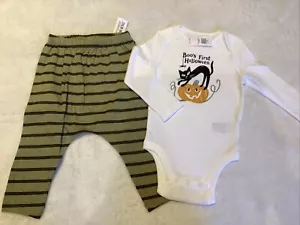 Old Navy Boo’s First Halloween size 18-24 months black cat pumpkin pants set - Picture 1 of 6