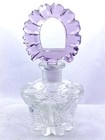 ANTIQUE CZECH PERFUME BOTTLE FLOWER BASKET w LAVENDER WREATH STOPPER c. 1920