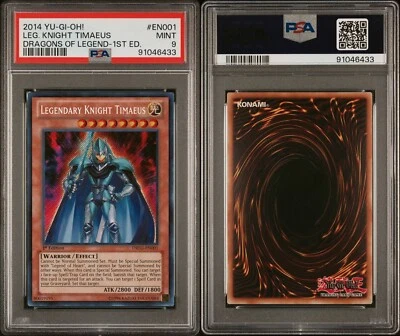 PSA 9 LEGENDARY KNIGHT TIMAEUS 1ST ED DRLG-EN001 DRAGON OF LEGENDS YUGIOH 2014 - Image 1 of 3