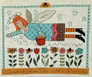 Sprinkle Your Day - Angel Flying Above Flower Garden - Cross Stitch Chart - Picture 1 of 2