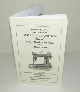 Instrucciones para máquina de coser Wheeler Wilson Nº 9 + manual de accesorios 24pg repro - Imagen 1 de 12