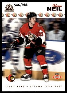 2001-02 Pacific Adrenaline Retail Chris Neil /984 Ottawa Senators #218 R39