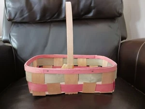 Vintage Pastel Storage/Easter Basket, With Handle 9" X 7" X 3" - Picture 1 of 10