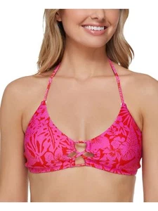 MSRP $46 Raisins Womens Swimwear Fuschia Textured Floral Top Size Large NWOT - Picture 1 of 4