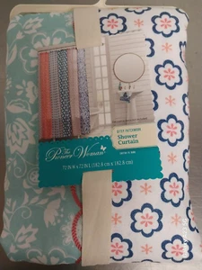 Cortina de ducha de algodón a rayas verticales The Pioneer para mujer 72x72-NUEVA EN PAQUETE - Imagen 1 de 4