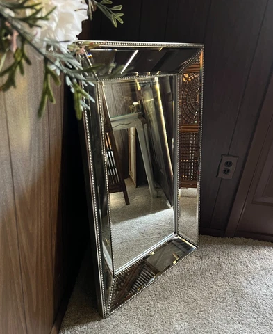 Vintage Modern Beveled Large Silver Wall Mirror Wall Hanging Cover