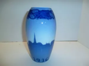 VASO BING AND GRONDAHL / 1916 / VASO NATALE / PINO / COSTRUZIONE CITTÀ STELLA NOTTE - Foto 1 di 6