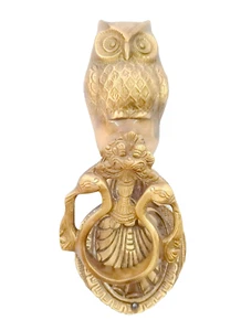 Battiporta a forma di gufo dorato ottone arredamento casa antico vintage tema stile uccellino - Foto 1 di 11