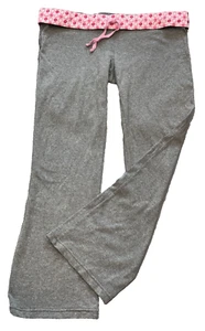 Y2K Victoria’s Secret Pink Foldover Yoga Pants Size M Gray Pink Drawstring - Picture 1 of 11